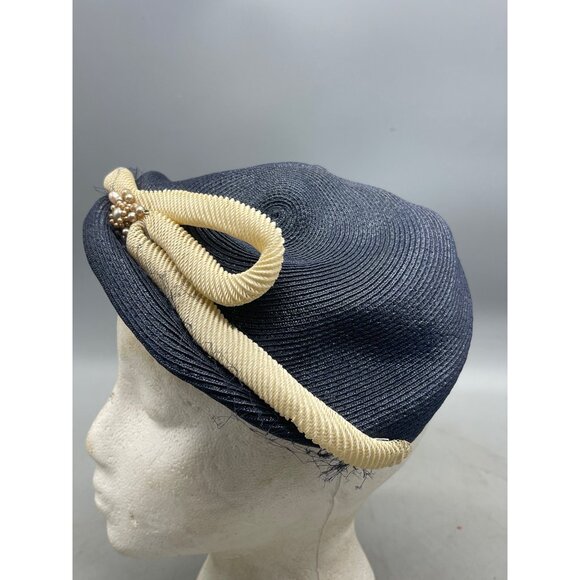 Vintage hat cap theater costume womens blue white Halloween one size READ - Picture 2 of 7